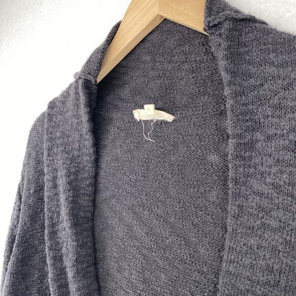 EILEEN FISHER Cardigan XL Organic Cotton Slub Shawl Draped Open Front Gray - Picture 4 of 14